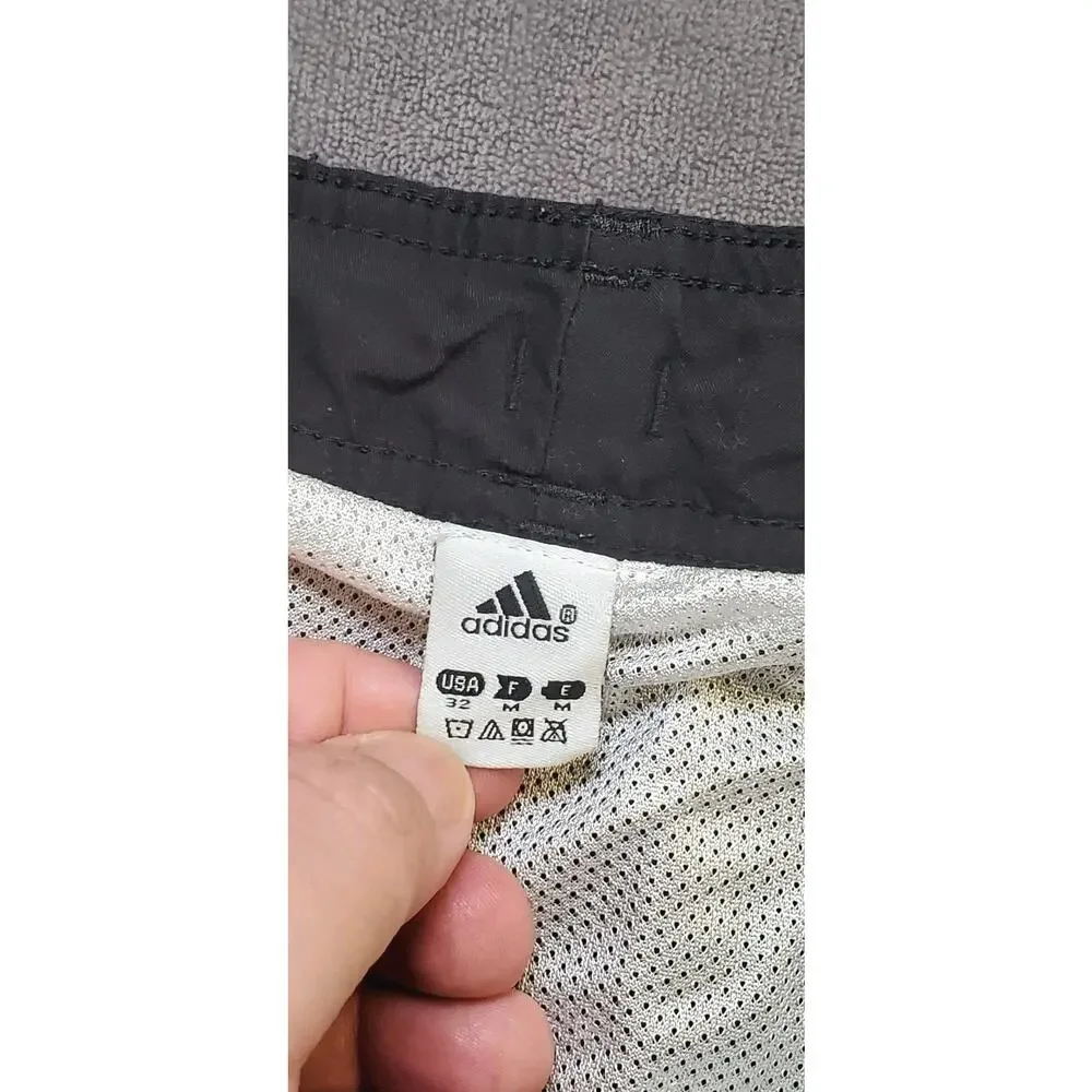 Vintage Adidas Swim Shorts Mens Size 32 Trunks Lined Black Pockets C29-86